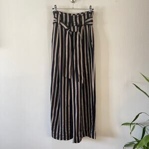 7 For All Mankind Paperbag Trouser Pants XS Black Gold Stripe Wide Leg Casual